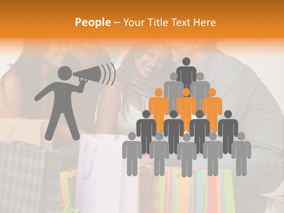 Group Of Friends Shopping In A Mall With Some Bags PowerPoint Template