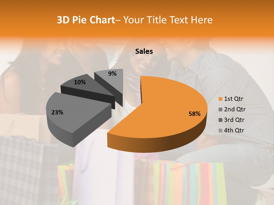 Group Of Friends Shopping In A Mall With Some Bags PowerPoint Template