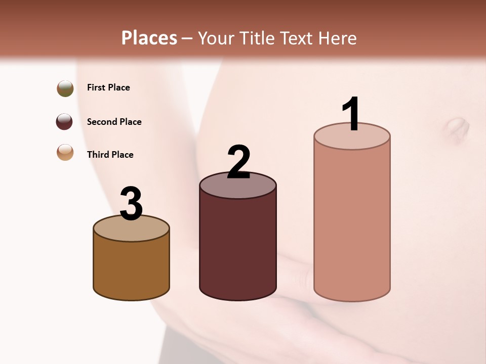 Close-Up, Pregnant Woman Is Stroking Belly On The White Background PowerPoint Template