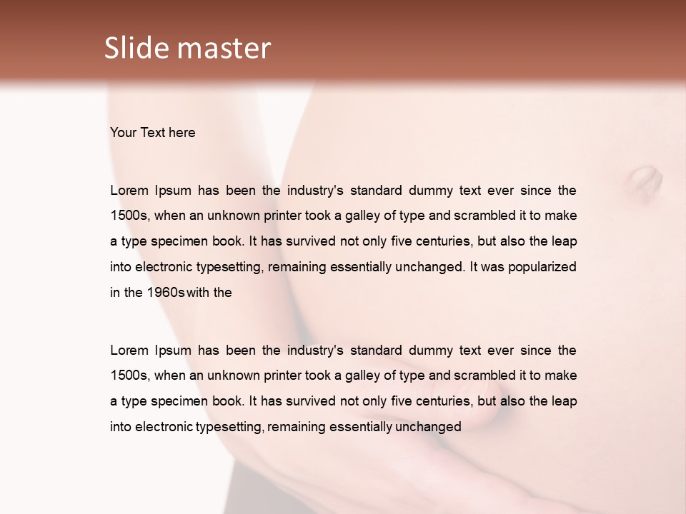 Close-Up, Pregnant Woman Is Stroking Belly On The White Background PowerPoint Template