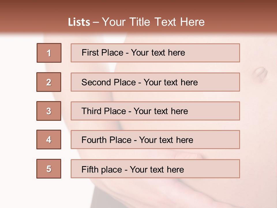 Close-Up, Pregnant Woman Is Stroking Belly On The White Background PowerPoint Template