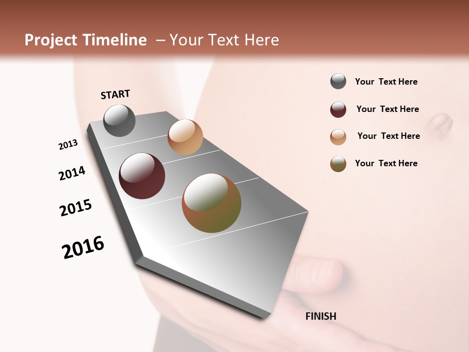 Close-Up, Pregnant Woman Is Stroking Belly On The White Background PowerPoint Template