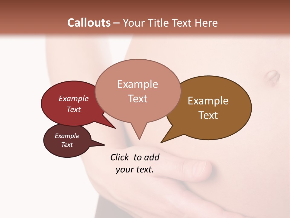 Close-Up, Pregnant Woman Is Stroking Belly On The White Background PowerPoint Template