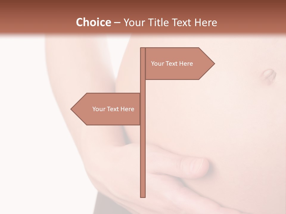 Close-Up, Pregnant Woman Is Stroking Belly On The White Background PowerPoint Template