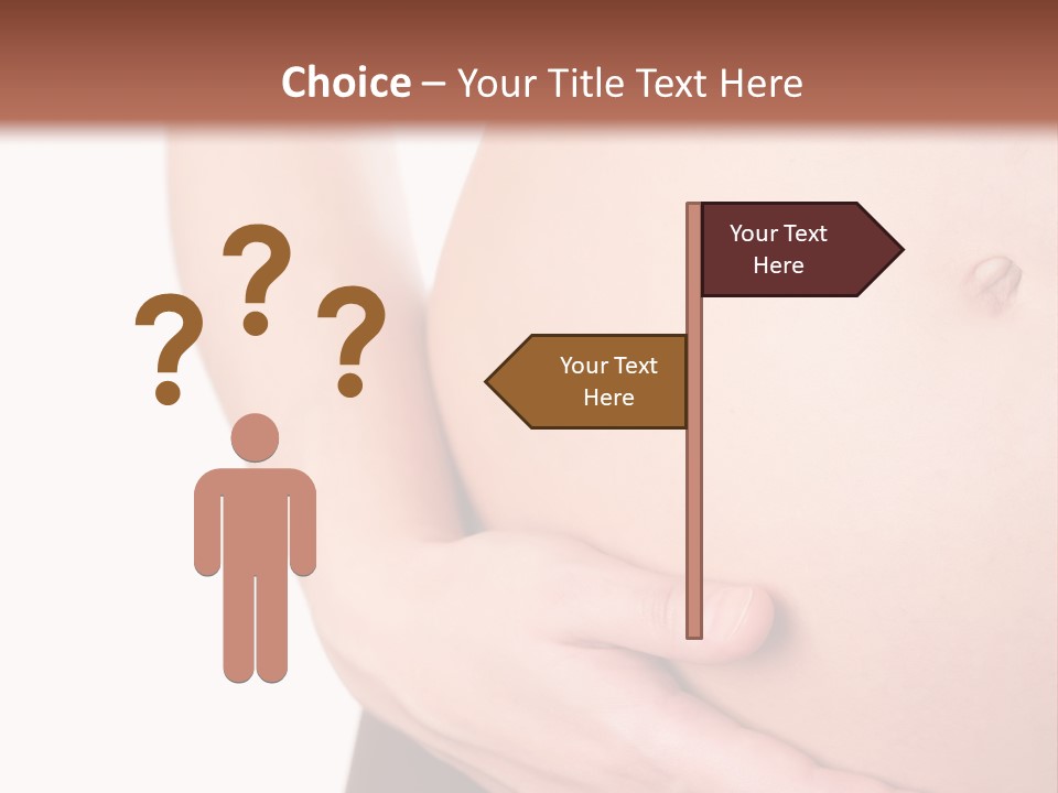 Close-Up, Pregnant Woman Is Stroking Belly On The White Background PowerPoint Template
