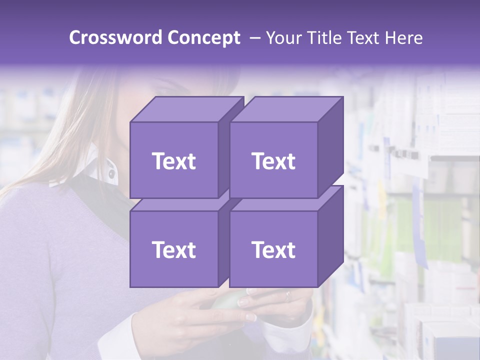 Portrait Of Blonde Woman Reading Label Of Shampoo In Pharmacy. Copy Space PowerPoint Template