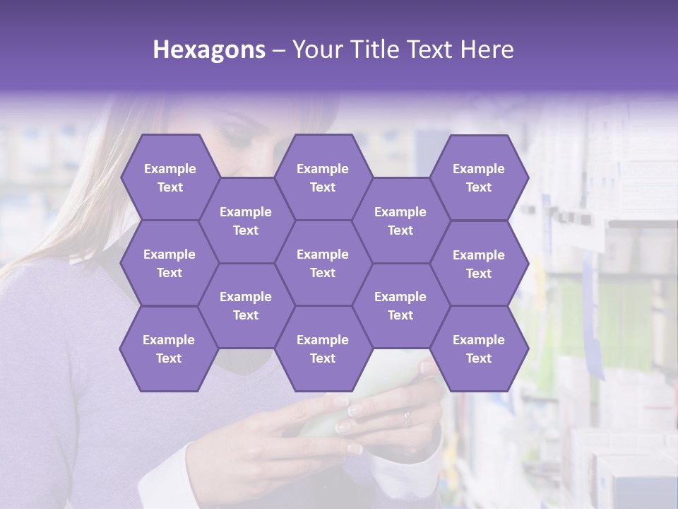 Portrait Of Blonde Woman Reading Label Of Shampoo In Pharmacy. Copy Space PowerPoint Template