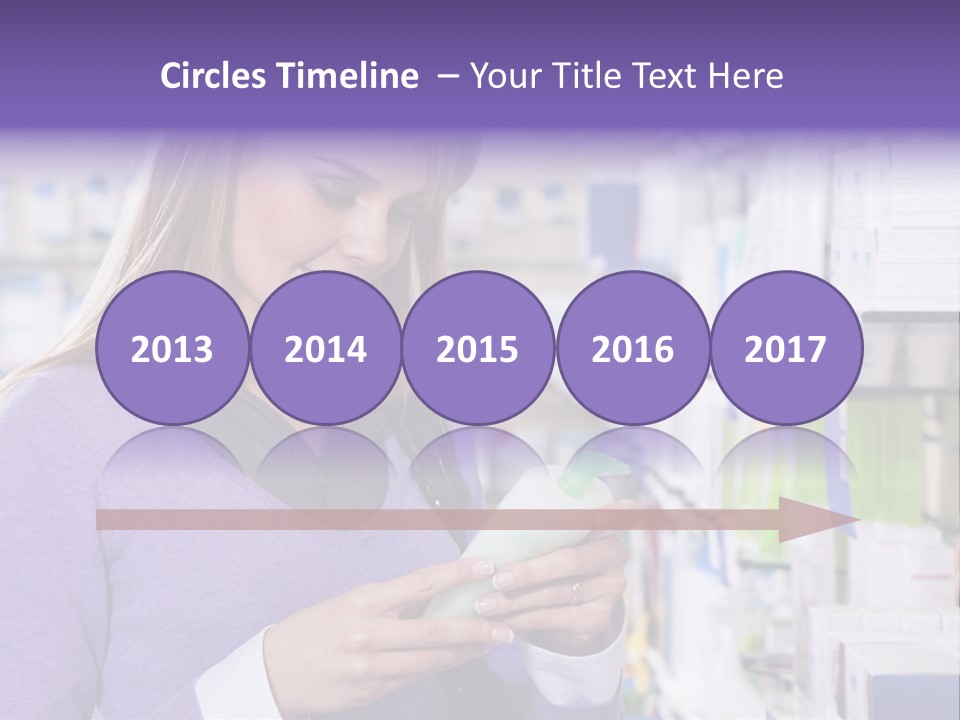 Portrait Of Blonde Woman Reading Label Of Shampoo In Pharmacy. Copy Space PowerPoint Template