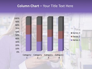 Portrait Of Blonde Woman Reading Label Of Shampoo In Pharmacy. Copy Space PowerPoint Template