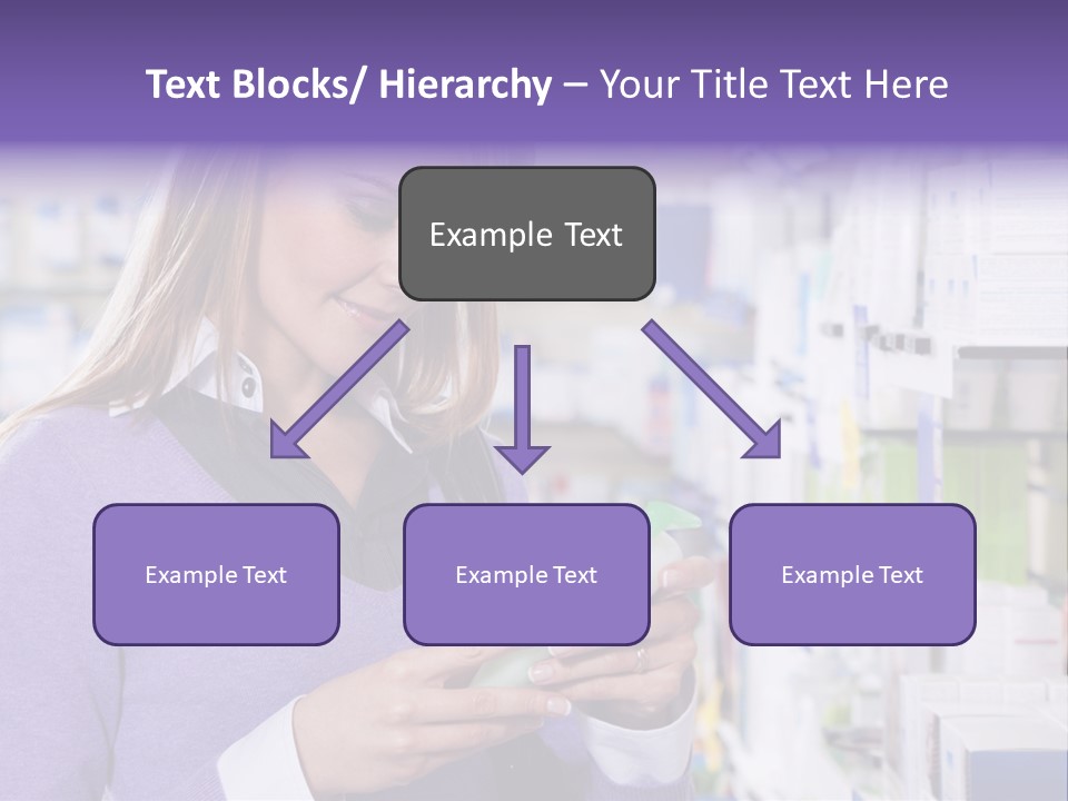 Portrait Of Blonde Woman Reading Label Of Shampoo In Pharmacy. Copy Space PowerPoint Template