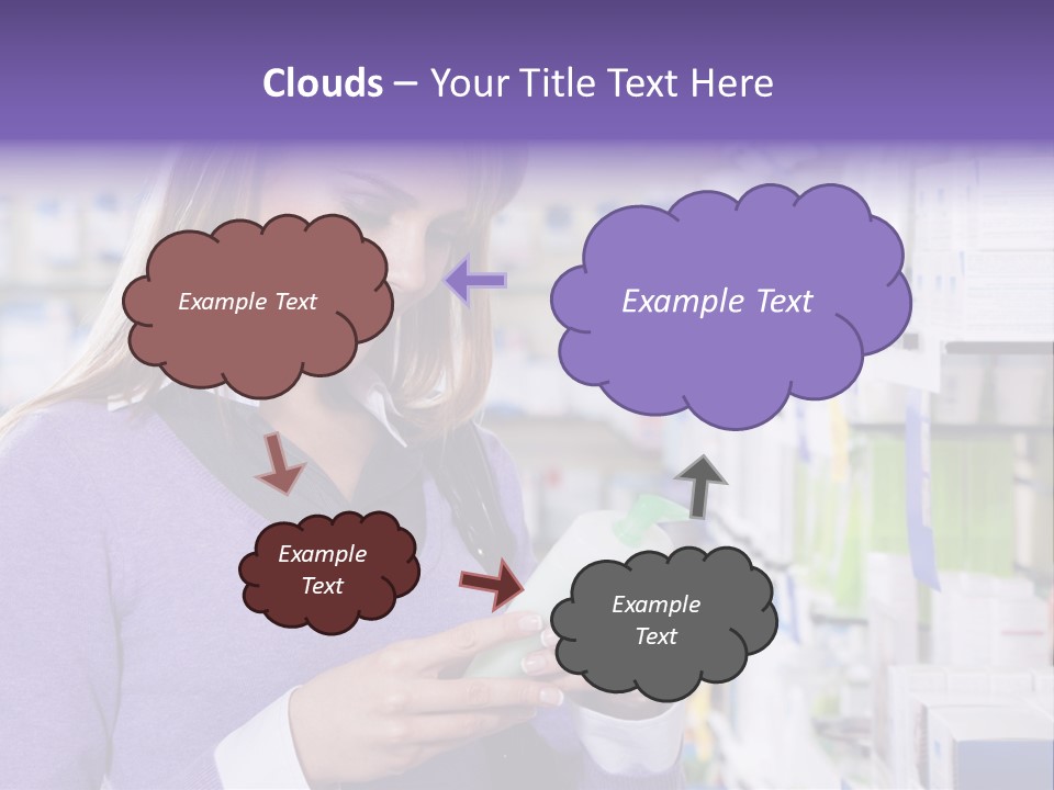 Portrait Of Blonde Woman Reading Label Of Shampoo In Pharmacy. Copy Space PowerPoint Template