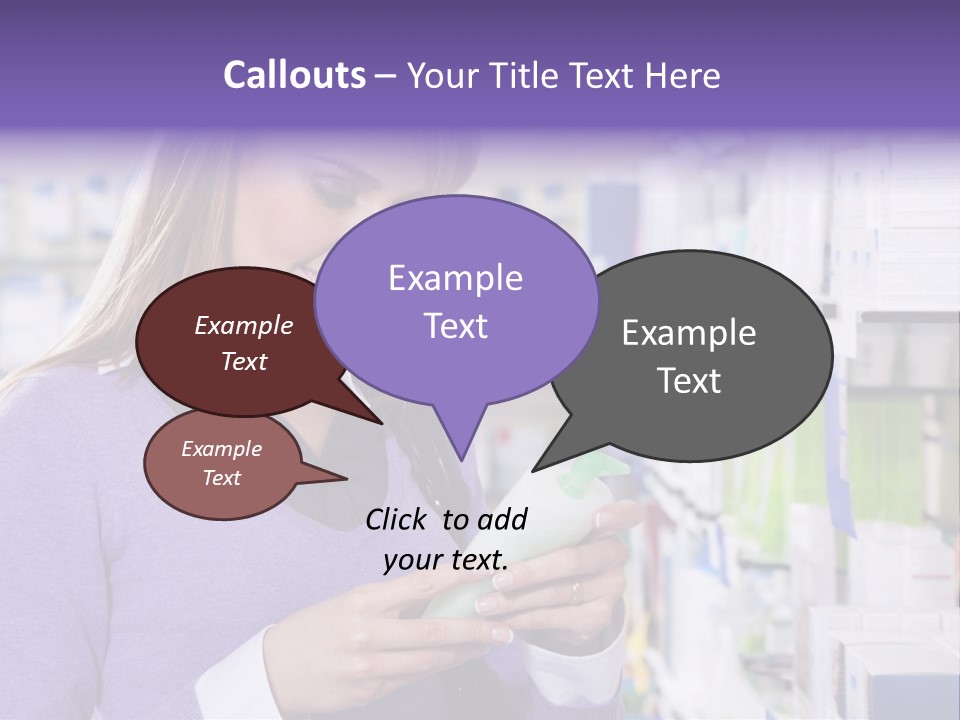 Portrait Of Blonde Woman Reading Label Of Shampoo In Pharmacy. Copy Space PowerPoint Template