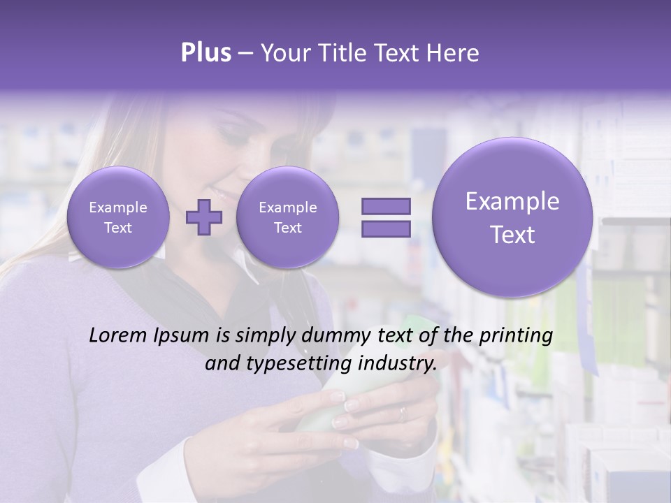 Portrait Of Blonde Woman Reading Label Of Shampoo In Pharmacy. Copy Space PowerPoint Template