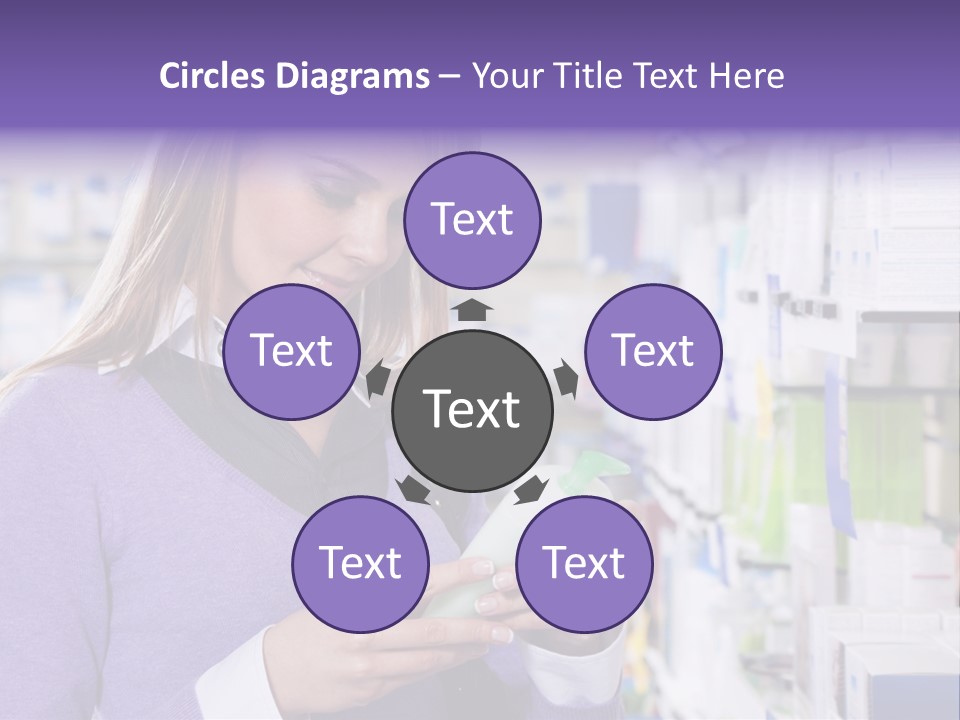 Portrait Of Blonde Woman Reading Label Of Shampoo In Pharmacy. Copy Space PowerPoint Template