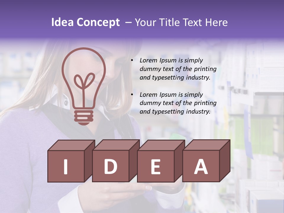 Portrait Of Blonde Woman Reading Label Of Shampoo In Pharmacy. Copy Space PowerPoint Template