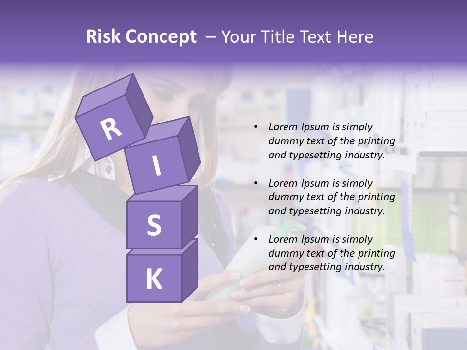 Portrait Of Blonde Woman Reading Label Of Shampoo In Pharmacy. Copy Space PowerPoint Template