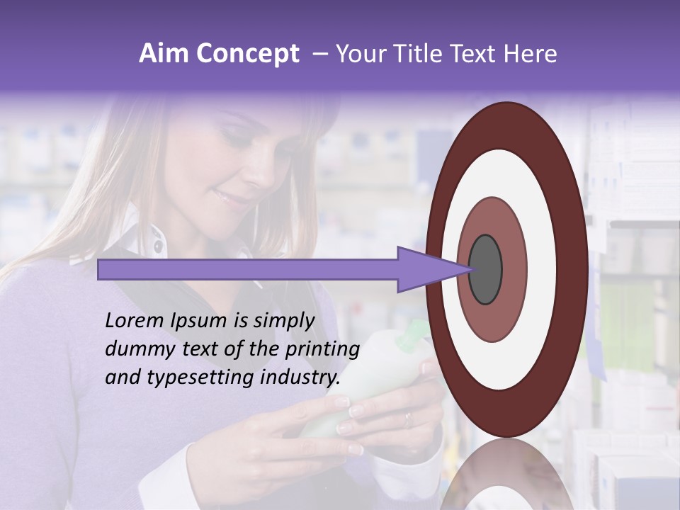 Portrait Of Blonde Woman Reading Label Of Shampoo In Pharmacy. Copy Space PowerPoint Template