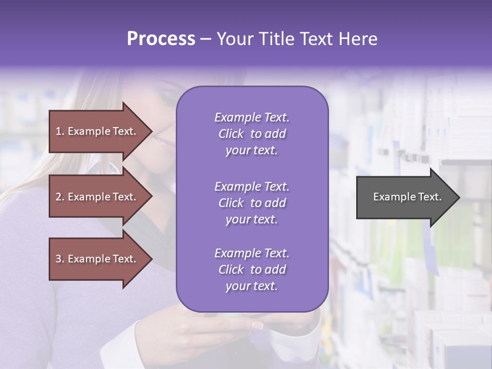 Portrait Of Blonde Woman Reading Label Of Shampoo In Pharmacy. Copy Space PowerPoint Template