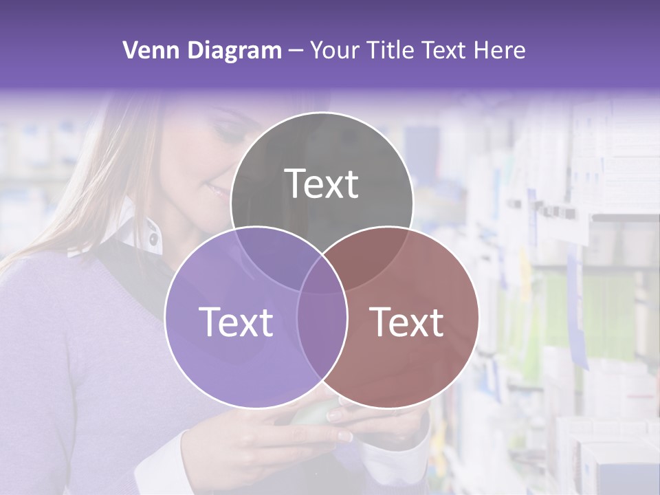 Portrait Of Blonde Woman Reading Label Of Shampoo In Pharmacy. Copy Space PowerPoint Template