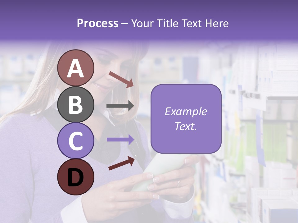 Portrait Of Blonde Woman Reading Label Of Shampoo In Pharmacy. Copy Space PowerPoint Template