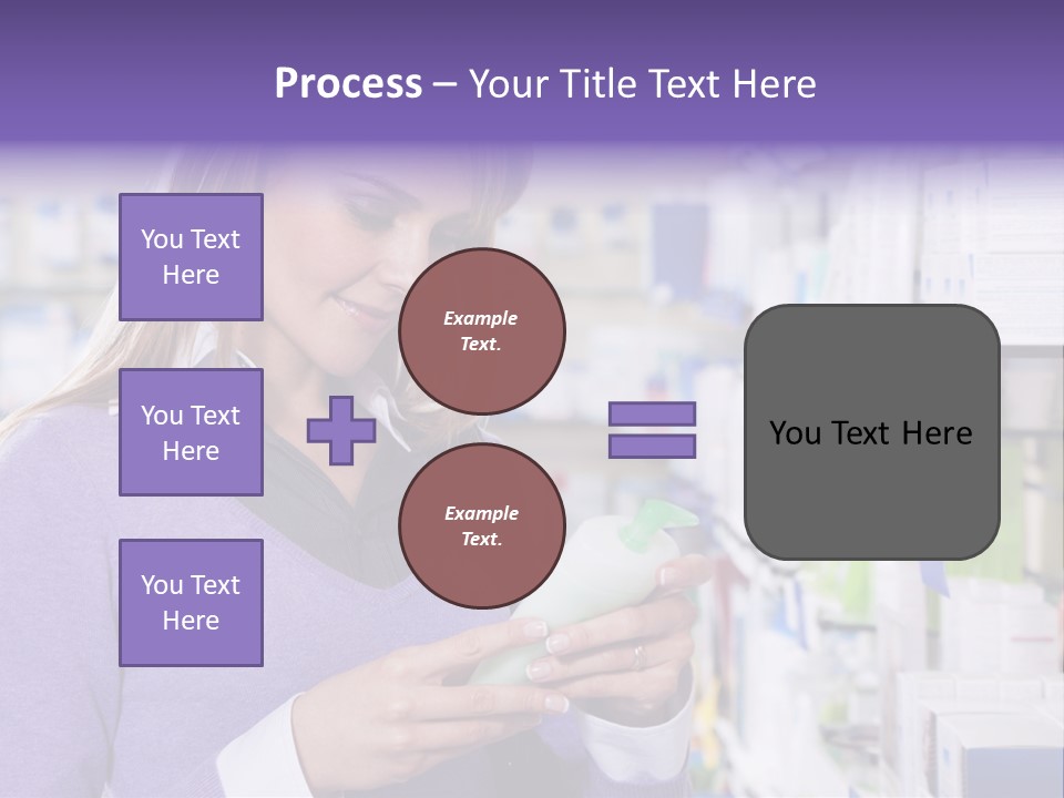 Portrait Of Blonde Woman Reading Label Of Shampoo In Pharmacy. Copy Space PowerPoint Template