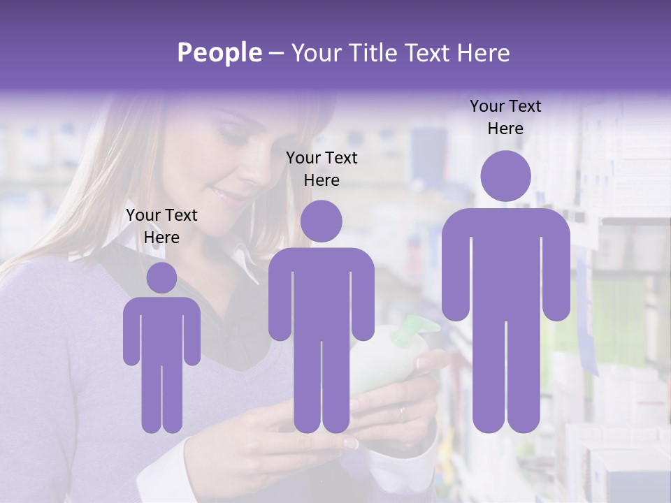 Portrait Of Blonde Woman Reading Label Of Shampoo In Pharmacy. Copy Space PowerPoint Template