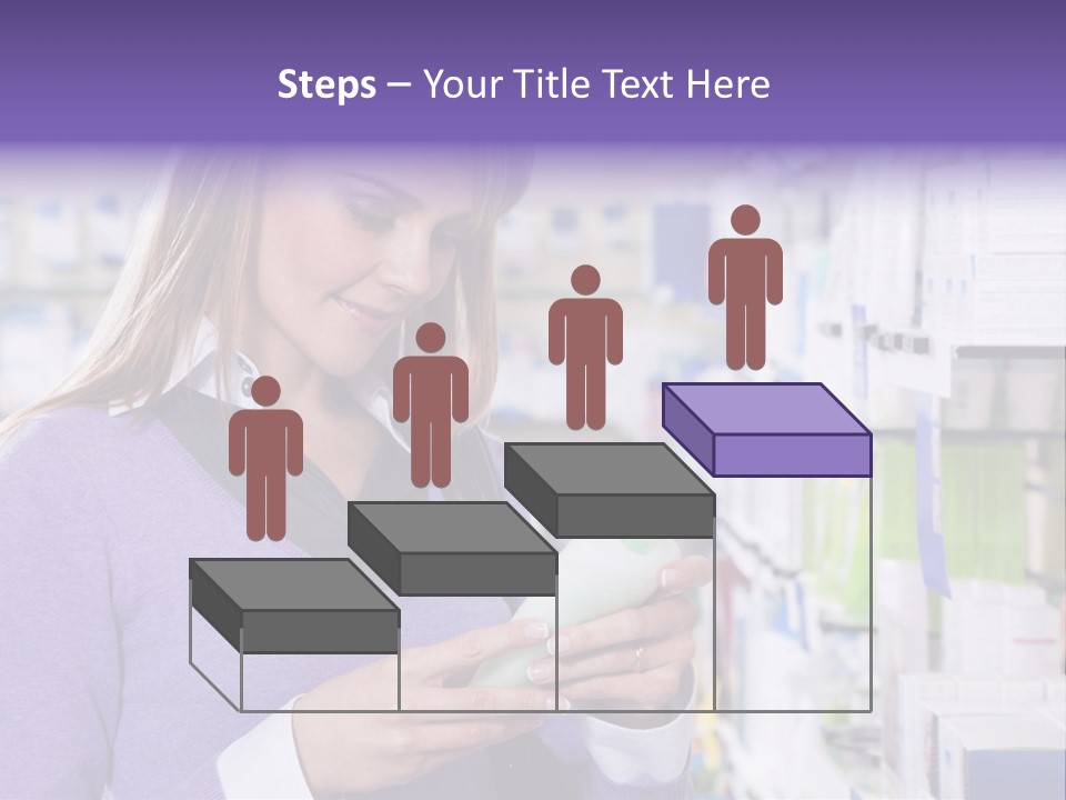 Portrait Of Blonde Woman Reading Label Of Shampoo In Pharmacy. Copy Space PowerPoint Template