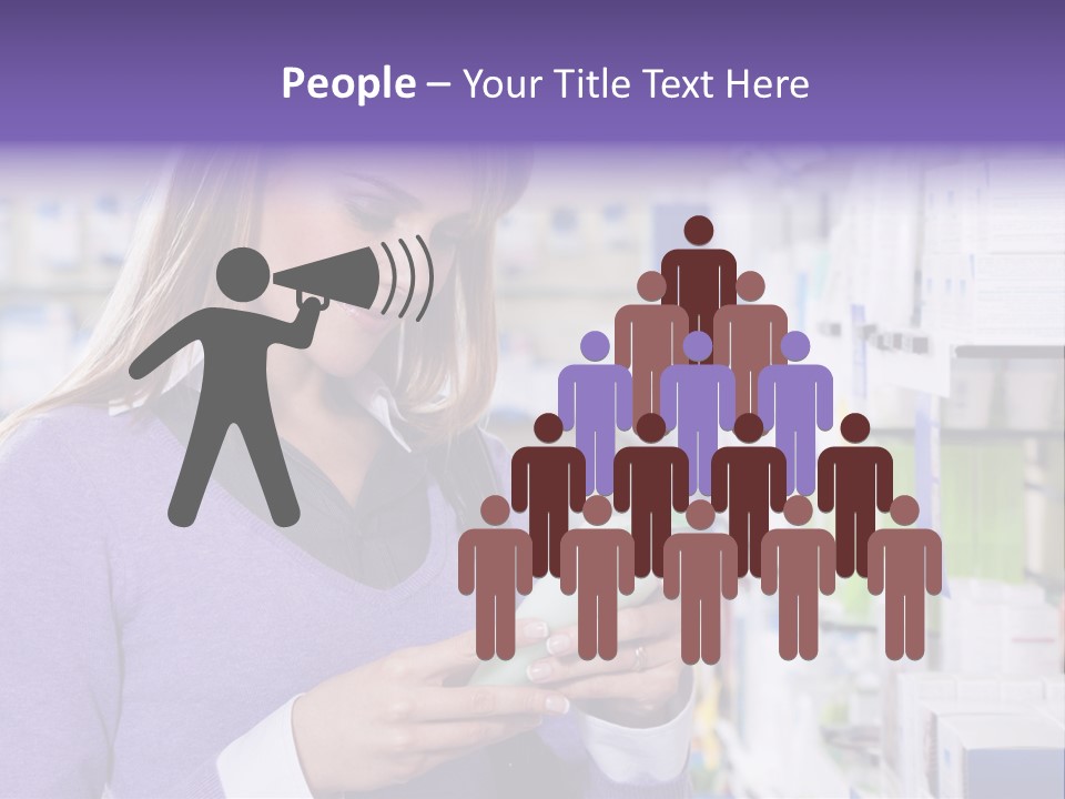 Portrait Of Blonde Woman Reading Label Of Shampoo In Pharmacy. Copy Space PowerPoint Template