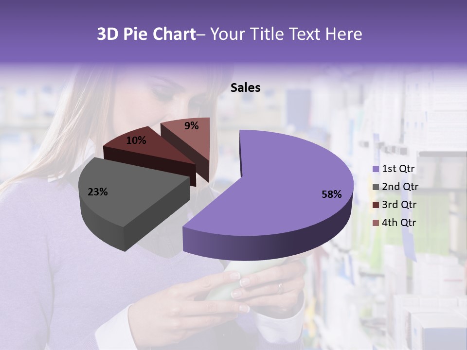 Portrait Of Blonde Woman Reading Label Of Shampoo In Pharmacy. Copy Space PowerPoint Template