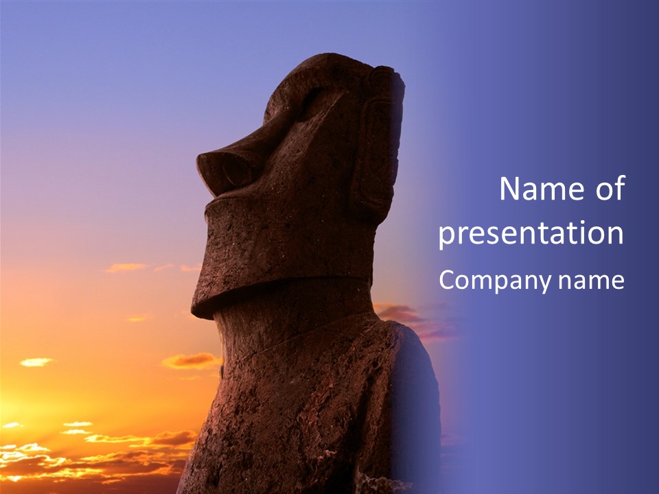 A Stone Statue On Easter Island At Sunset PowerPoint Template