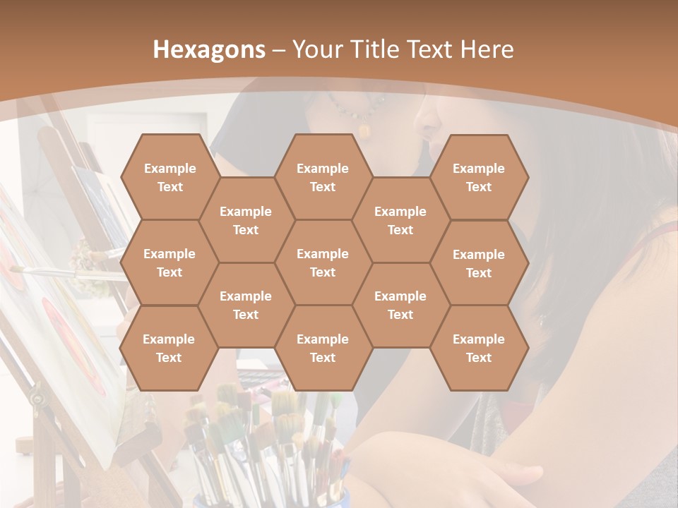 Two Women Sitting At A Table Looking At A Picture PowerPoint Template