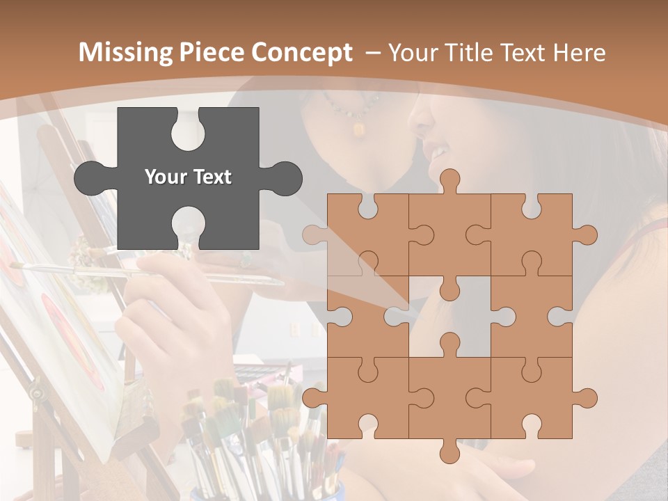 Two Women Sitting At A Table Looking At A Picture PowerPoint Template