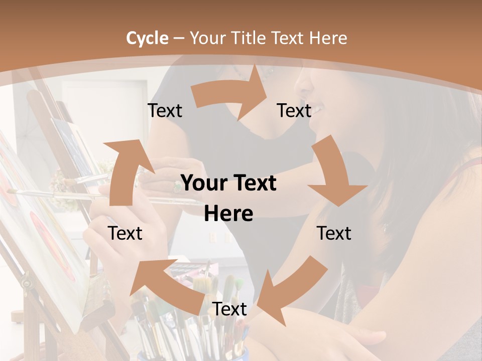 Two Women Sitting At A Table Looking At A Picture PowerPoint Template