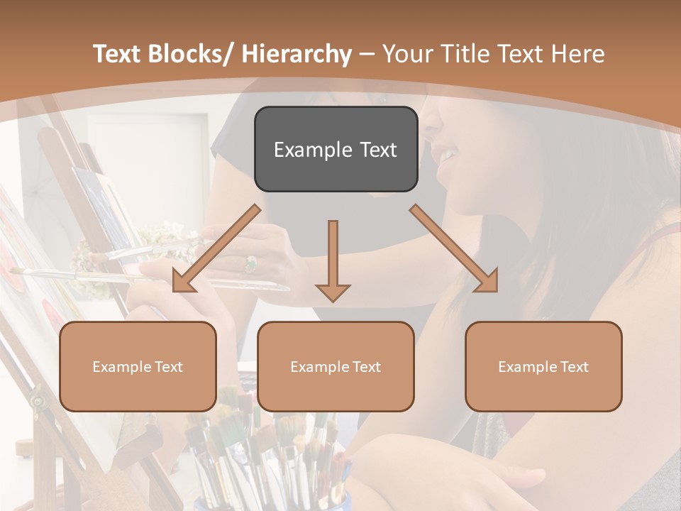 Two Women Sitting At A Table Looking At A Picture PowerPoint Template
