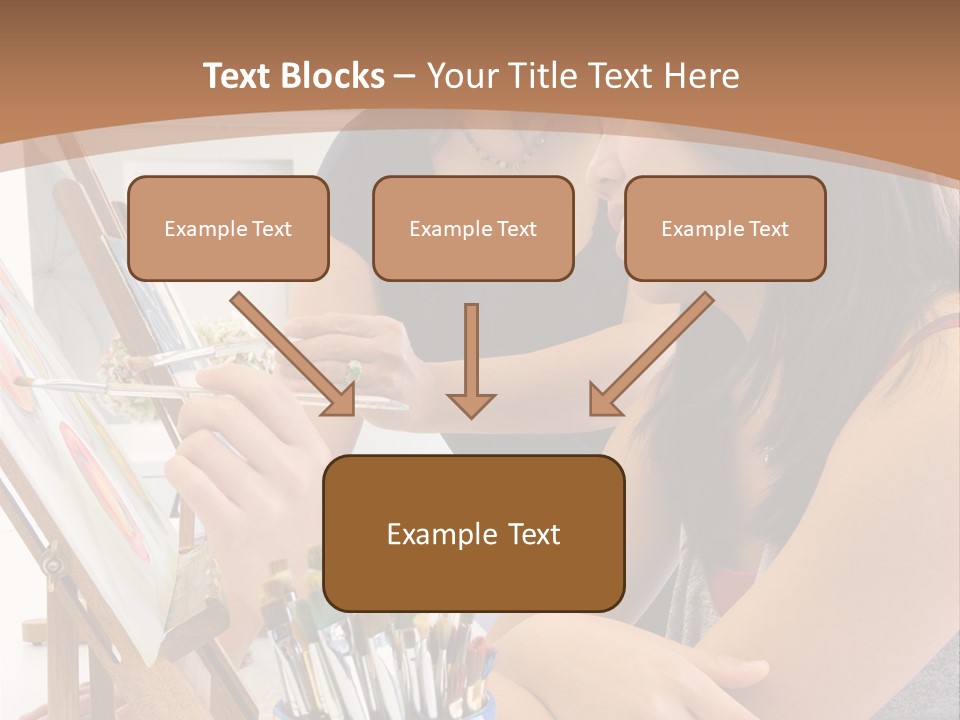 Two Women Sitting At A Table Looking At A Picture PowerPoint Template