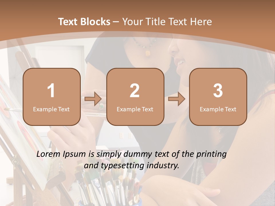 Two Women Sitting At A Table Looking At A Picture PowerPoint Template
