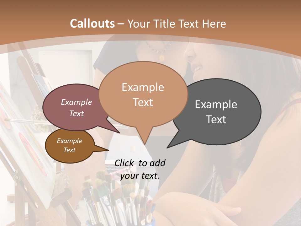 Two Women Sitting At A Table Looking At A Picture PowerPoint Template