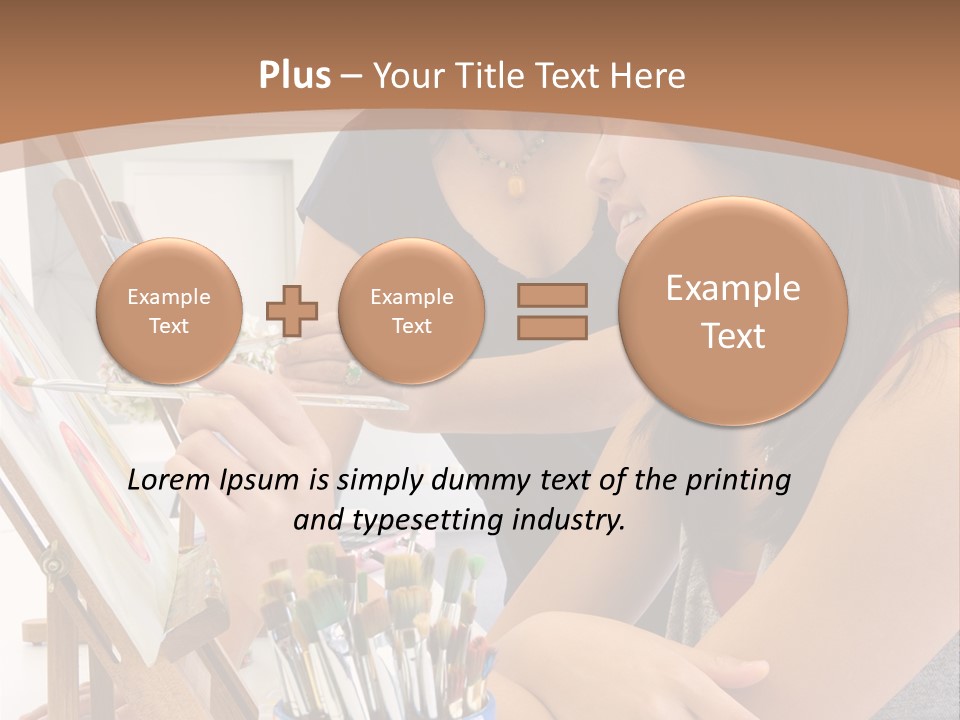 Two Women Sitting At A Table Looking At A Picture PowerPoint Template