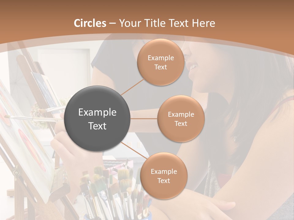 Two Women Sitting At A Table Looking At A Picture PowerPoint Template
