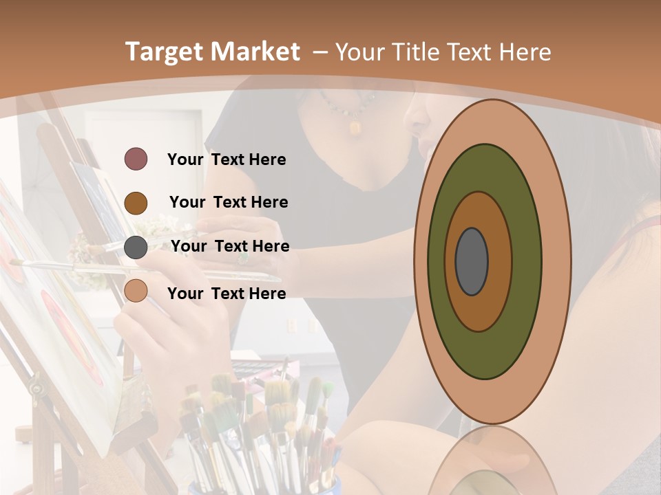 Two Women Sitting At A Table Looking At A Picture PowerPoint Template