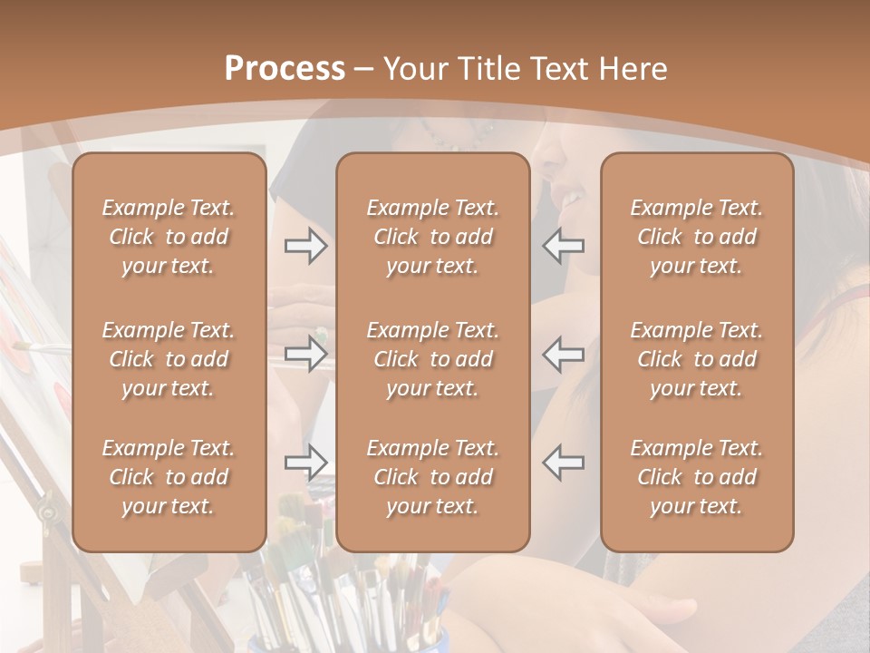 Two Women Sitting At A Table Looking At A Picture PowerPoint Template