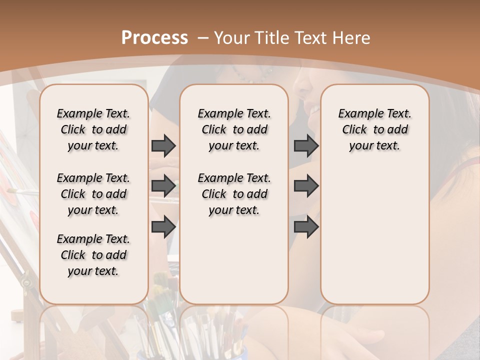 Two Women Sitting At A Table Looking At A Picture PowerPoint Template