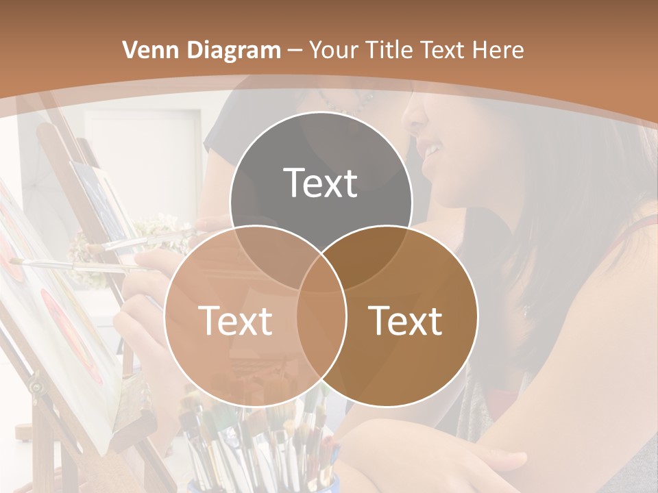 Two Women Sitting At A Table Looking At A Picture PowerPoint Template