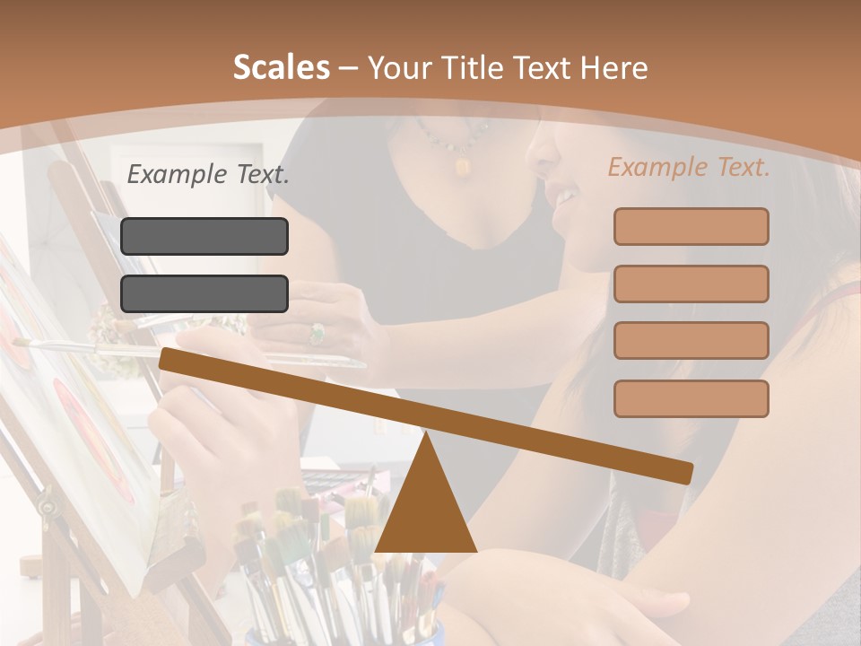 Two Women Sitting At A Table Looking At A Picture PowerPoint Template