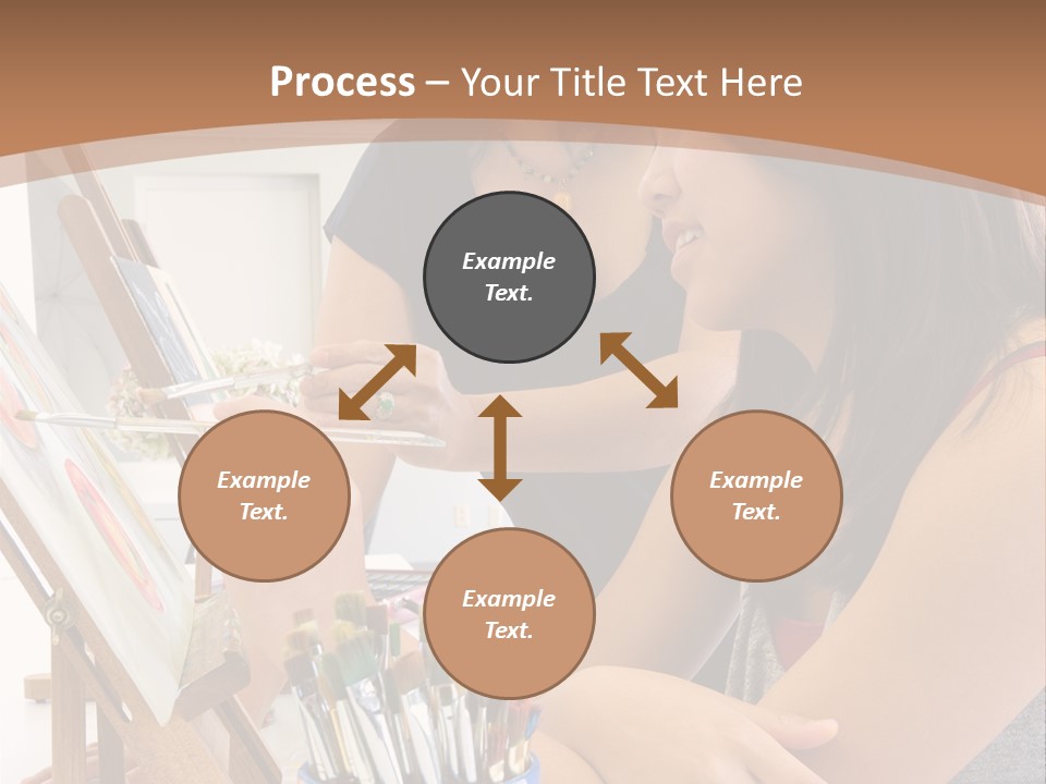 Two Women Sitting At A Table Looking At A Picture PowerPoint Template