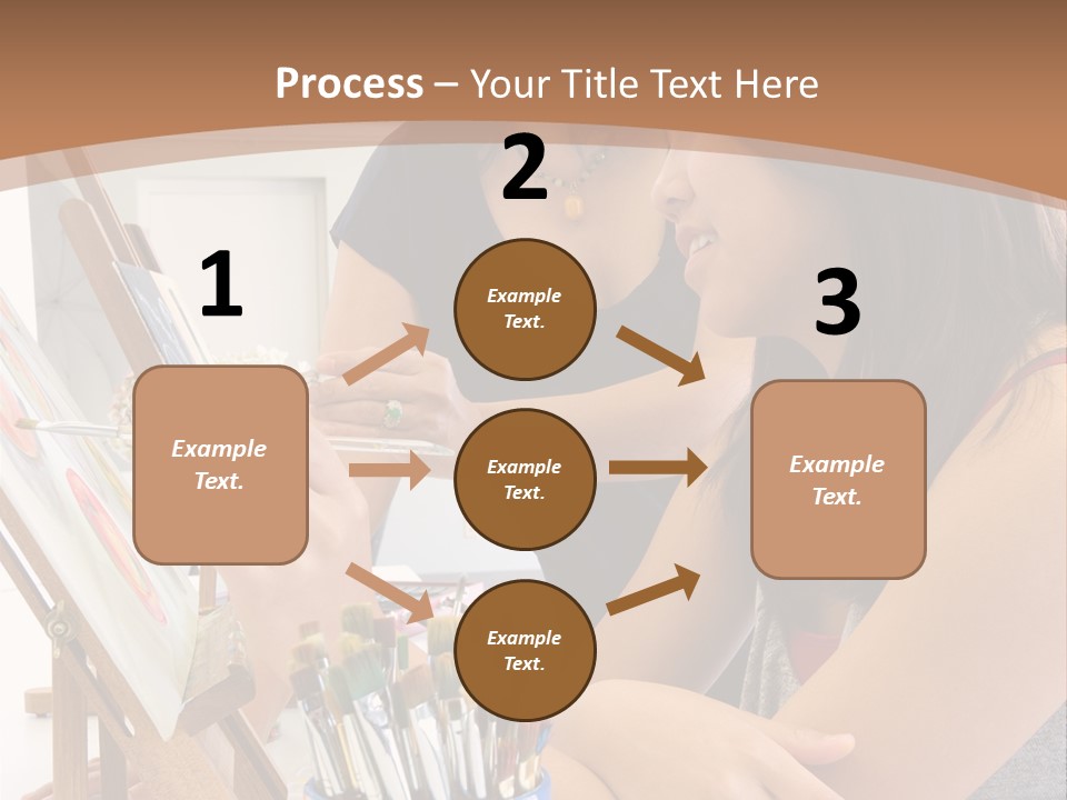 Two Women Sitting At A Table Looking At A Picture PowerPoint Template