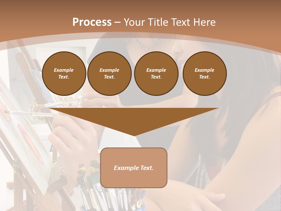 Two Women Sitting At A Table Looking At A Picture PowerPoint Template