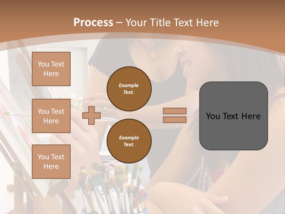 Two Women Sitting At A Table Looking At A Picture PowerPoint Template