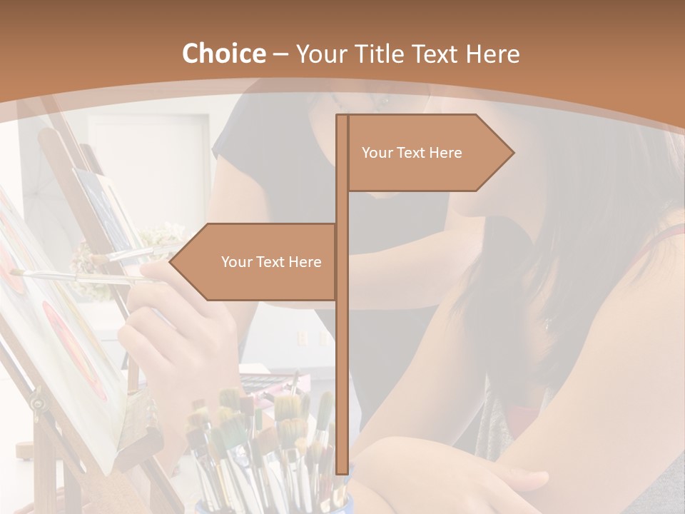 Two Women Sitting At A Table Looking At A Picture PowerPoint Template