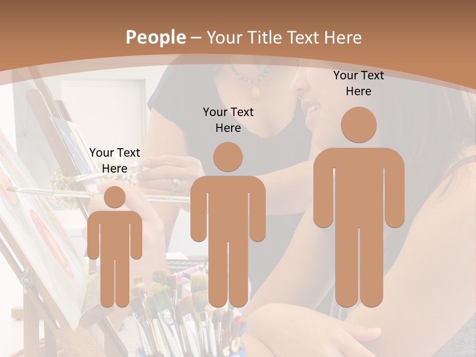 Two Women Sitting At A Table Looking At A Picture PowerPoint Template